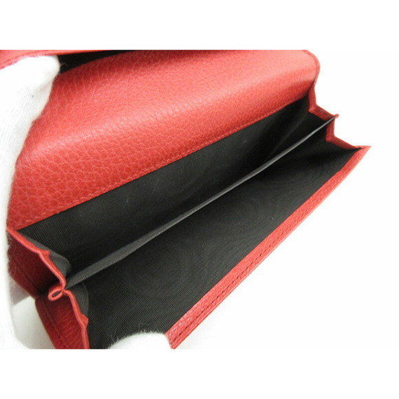 Gucci Double Hook Long Wallet Red Leather - Picture 12 of 13